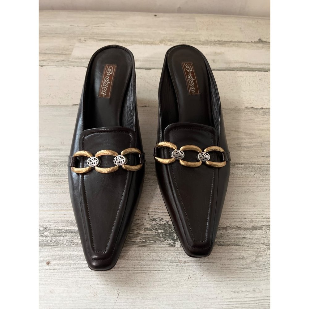Brighton Tosca woman’s brown chunky heeled leather mules